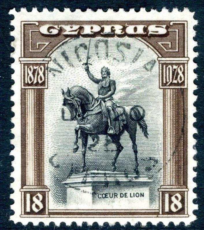 CYPRUS-1928 18 pi Black & Brown Sg 130  FINE USED V18913