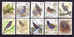 NEW ZEALAND 1985-89 BIRDS DEFINITIVES   SET 10 FU