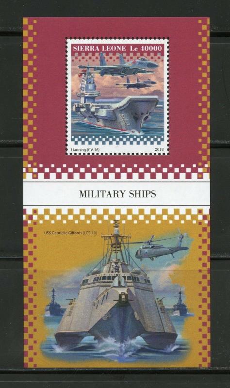 SIERRA  LEONE 2018 MILITARY SHIPS  SOUVENIR SHEET MINT NH