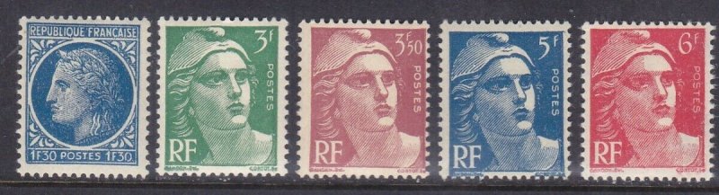 France 576-80 MNH OG 1946 Ceres & Marianne Full Set Very Fine