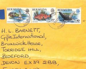 Bermuda Wildlife HIGH RATE Commercial Airmail Cover $2 GULL FISH BIRDS 1990 BT16