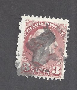 CANADA # 37a USED 3c ROSE SMALL QUEEN INTERESTING CORK CANCEL BS27970