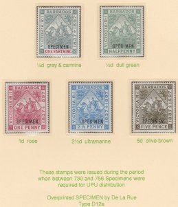 BARBADOS 1897 DIAMOND JUBILEE SPECIMEN   set of 9