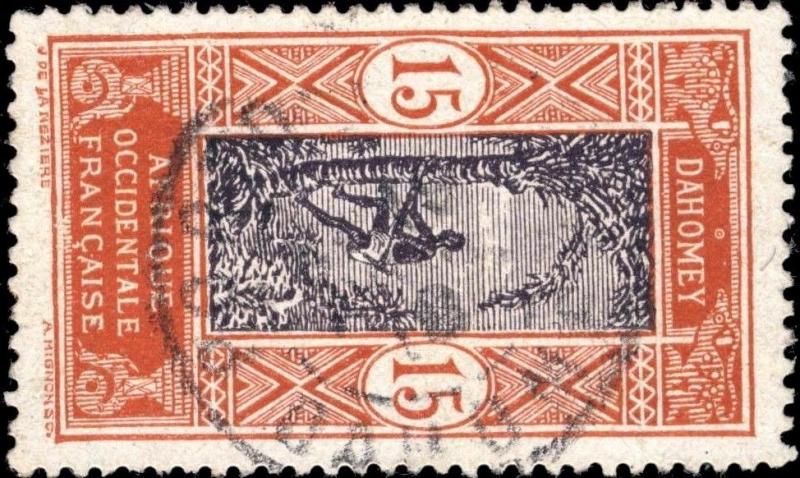 DAHOMEY 1916 CAD PORTO-NOVO SUR N°48 15c BRUN-ORANGE & BRUN-VIOLET PAPIER COUCHÉ