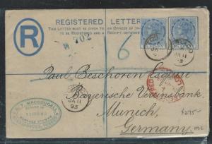 TOBAGO  (PP2708B)  1893 RLE QV 2 1/2 DX2  TO  GERMANY