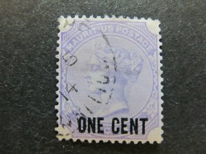 A4P43F65 Mauritius 1893 surch type 34 1c on 2c used