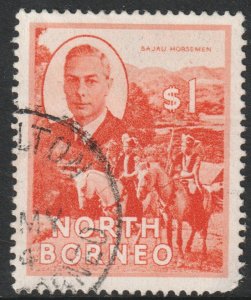 North Borneo Scott 255 - SG367, 1950 George VI $1 used