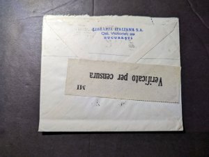 1941 Censored Romania Cover Bucharest to Milan Italy