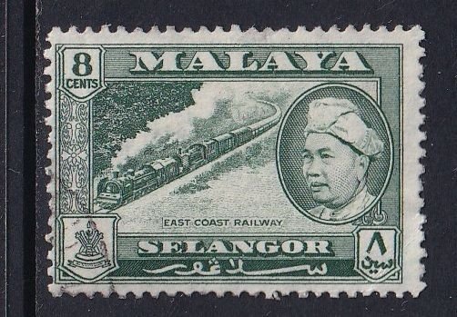 Malaya Selangor  #106  used 1957  Sultan Alam Shah 8c