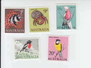 1963 Australia Marine Life & Birds (Scott 402,4,7-8,10) MH