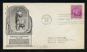 US 886 A. Sain-Gaudens Famous AmericanADDR Anderson cachet FDC