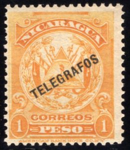 Nicaragua, RH143, H143, Type 37, 1p yellow-orange, MNHOG, - Telegraph Revenue