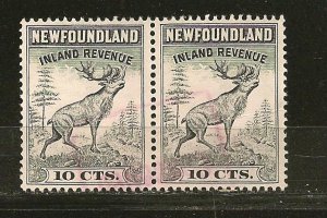 Canada Newfoundland SC#NFR47 Pair Inland Revenue 10Cent Caribou Used