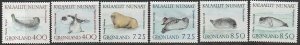 1991 Greenland - Sc 233-8 - MNH VF - 6 single - Walrus and Seals