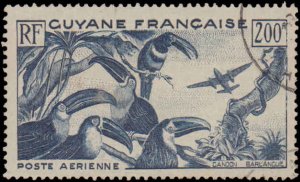 French Guiana #C18-C20,Cplt Set(3),1947,Birds, Animals, Aviation-Airplanes, Used