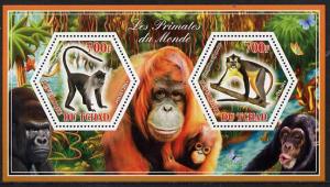Chad 2014 Primates of the World #1 perf sheetlet containi...