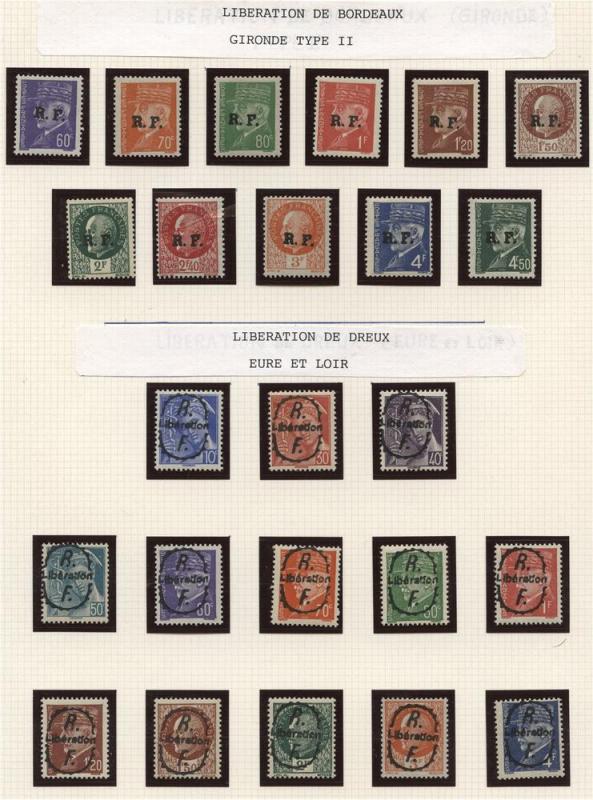 FRANCE, LIBERATION 1944, A COLLECTION OF 460 FORGED STAMPS / HipStamp