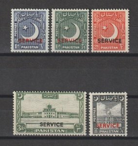 PAKISTAN 1949 SG O27/31 MNH Cat £120