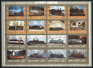 Umm al Qiwain 1972 Locomotives, Trains sheetlet CTO