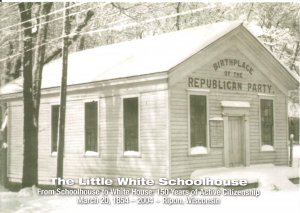 2 birthplace of Republican party postcards WI; 1 card cancelled on birthday !4