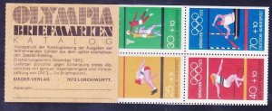 Germany B490e MNH 1972 20th Olympic Games Munich Booklet Pane of 4 VF