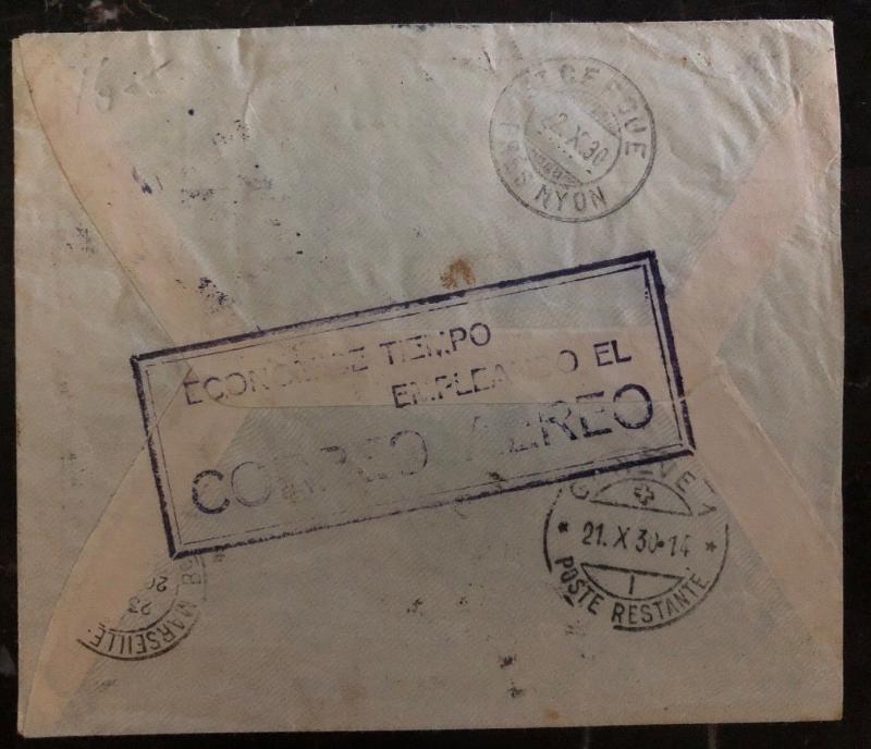 1930 Paraguay Airmail Cover To Geneva  Switzerland Via Marseille