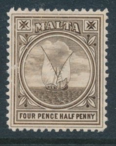 Malta 1899-1901 SG 32 4½d Sepia Mint Crown CA