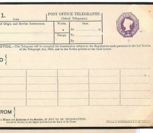 GB QV Telegraphs RARE 6d FLORETS DIE Stationery TP14a {samwells-covers}Ap260