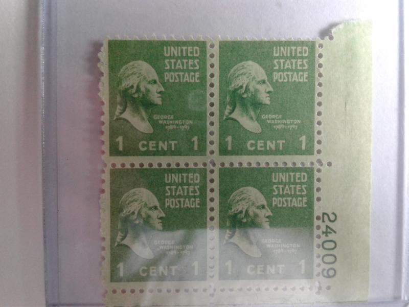 SCOTT # 804 WASHINGTON PLATE BLOCK GEMS 1938