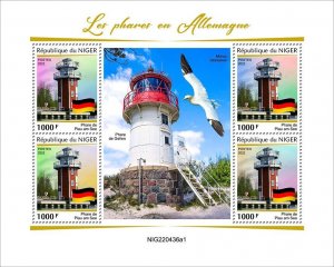 NIGER - 2022 - German Lighthouses - Perf 4v Sheet - Mint Never Hinged