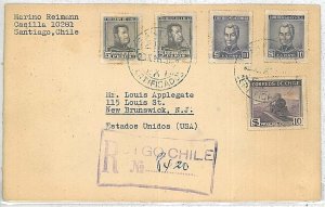 38214  - Chile - POSTAL HISTORY: Registered COVER to USA 1960-TRAINS