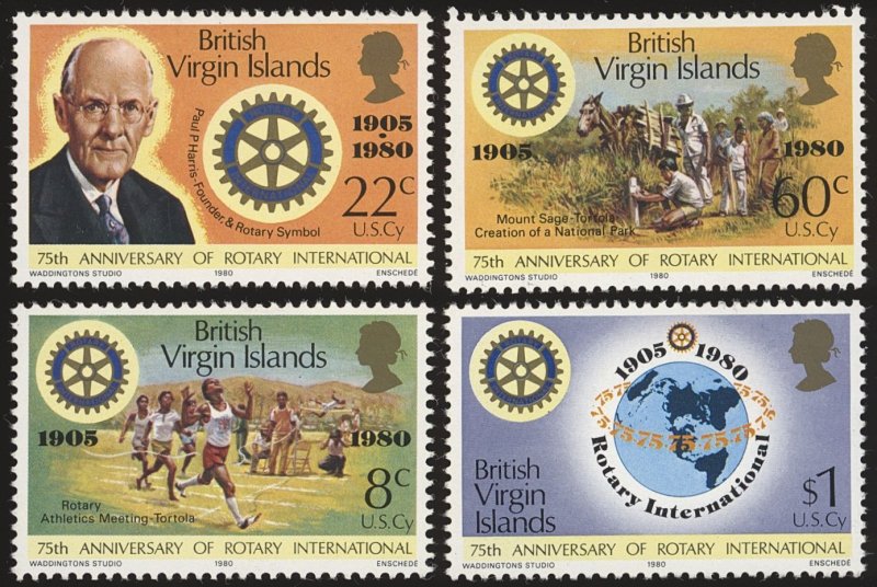 BRITISH VIRGIN ISLANDS Sc 381-84 VF/MNH - 1980 Rotary Int'l Anniv. Issue