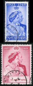 St Kitts Nevis SG80/1 1948 Silver Wedding Set Fine Used (perf fault on low valu