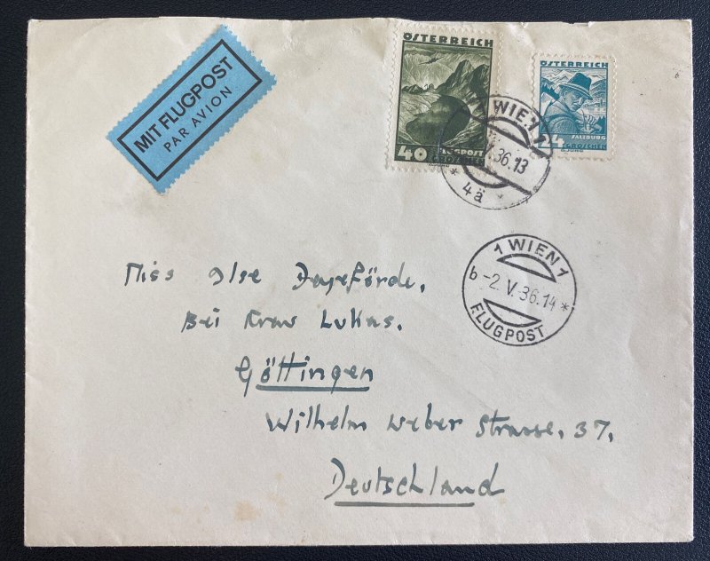 1936 Vienna Austria Airmail Cover To Gottingen Germany