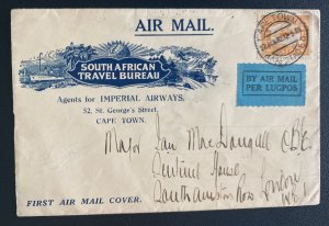 1932 Capetown South Africa Crash Flight Cover To London England City Of Basra