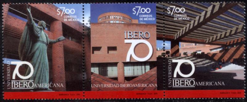 MEXICO 2812, Iberoamericana University 70th Anniv MINT, STRIP OF THREE. NH. VF.