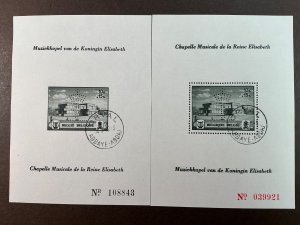 Belgium USED #B317-18 w/ *1942*  perfins - 2 Souvenir sheets - Music