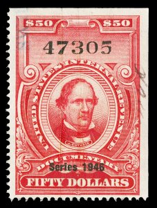 Scott R456 1946 $50.00 Dated Red Documentary Revenue Used F-VF