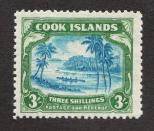 Rare : 1945 Cook Islands Sc #124 - Three Shillings, Pictorial MNH Cv$40
