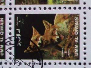 UMM AL QIWAIN-COLORFUL LOVELY WORLD WILD ANIMALS CTO MINI SHEET VERY FINE