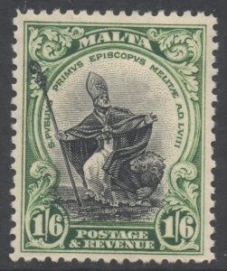 Malta Scott 178 - SG204, 1930 Postage & Revenue 1/6d MH*