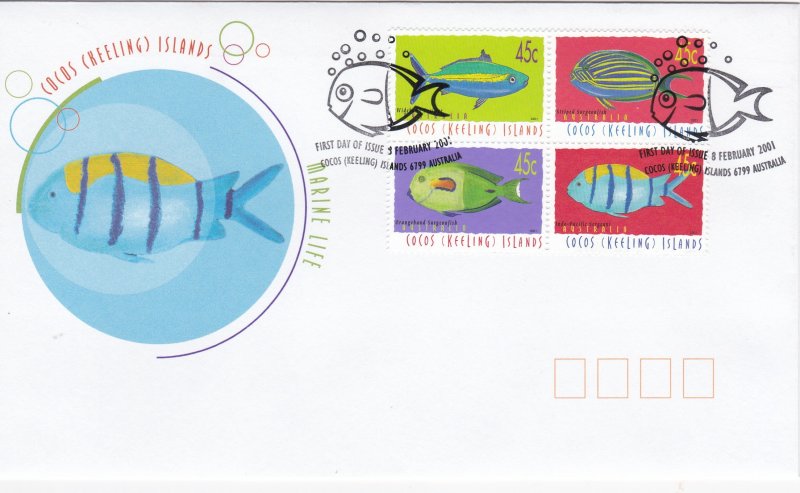 Cocos Islands # 335, Marine Life - Fish, First Day Cover