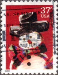 US Used 37 cent Scott# 3676 Snowman with Red and Green Pl...