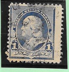 US# 219 1c Franklin,dull blue,  Used  CV $0.75