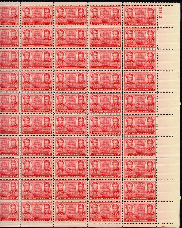 UNITED STATES  SCOTT #791 NAVY COMPLETE  SHEET BUT SEPARATED  MINT NH