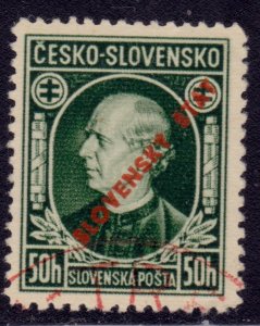 Slovakia, 1939, Andrej Hlinka,SLOVENSKŶ ŠTAT overprint, 50h, sc#24, used