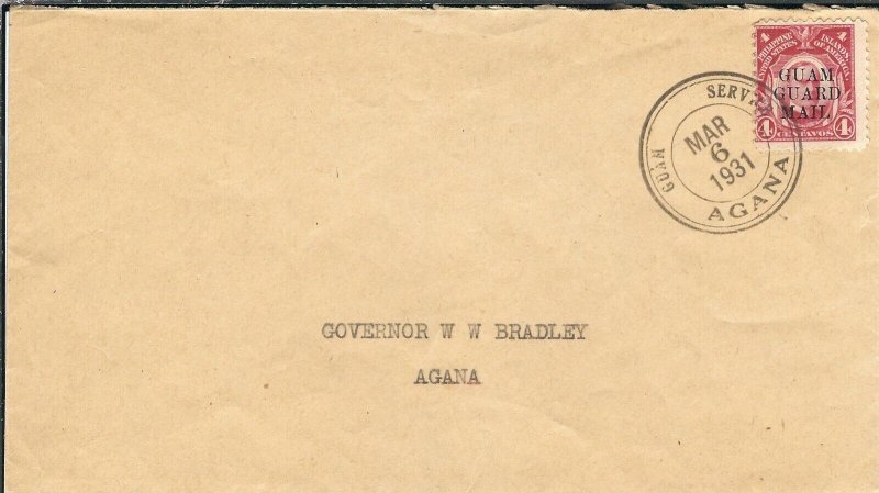 Guam Guard Mail: Agana to Governor Bradley 1930, Sc # M6 (47307)