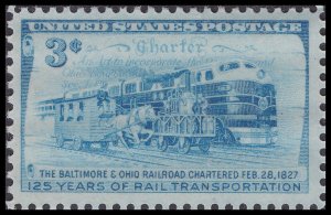 US 1006 Rail Transportation 3c single MNH 1952