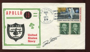 ASTRONAUT DAVE SCOTT SIGNED APOLLO 15 USS OKINAWA RECOVERY COVER LV5459