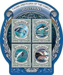 2016 Maldives. Dolphins. Michel Code: 6310-6313  |  Scott Code: 3605